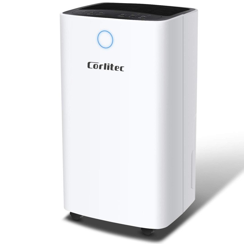 Corlitec 12L/Day Dehumidifier with Digital Humidity Display & Control, Childlock, Laundry Dry, and Timer for Home/Basement/Office, 2L Water Tank & Drainage Hose for Damp & Condensation view 1