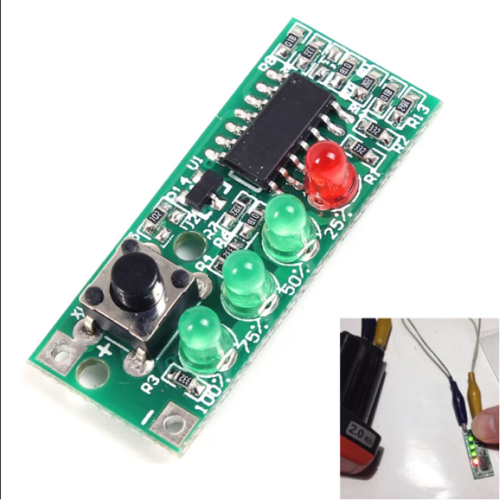 3S Lithium Battery Capacity Indicator 4 LEDs Display