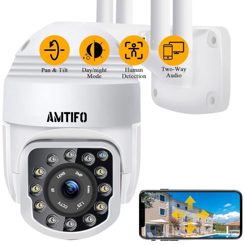 AMTIFO Smart PTZ WiFi Security Camera 1080P with Night Vision and Two Way Audio view 1