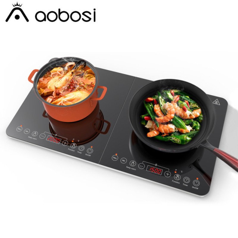 Aobosi 3500W Kitchen Electric Double Induction Cooktop Touchpad view 1