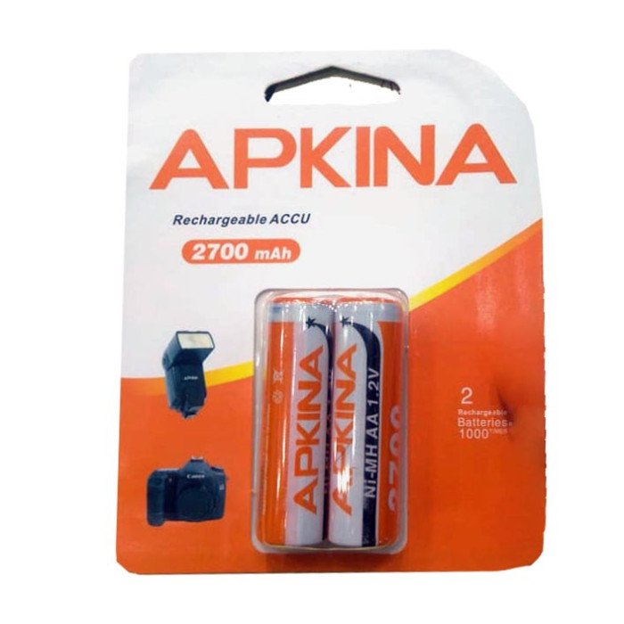 Apkina 2700 mAh AA Rechargeable Battery Pack Of 2