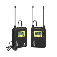 LENSGO LWM-328C Lavalier Microphone System, 99-Channel UHF Professional Omnidirectional Lavalier Lap 