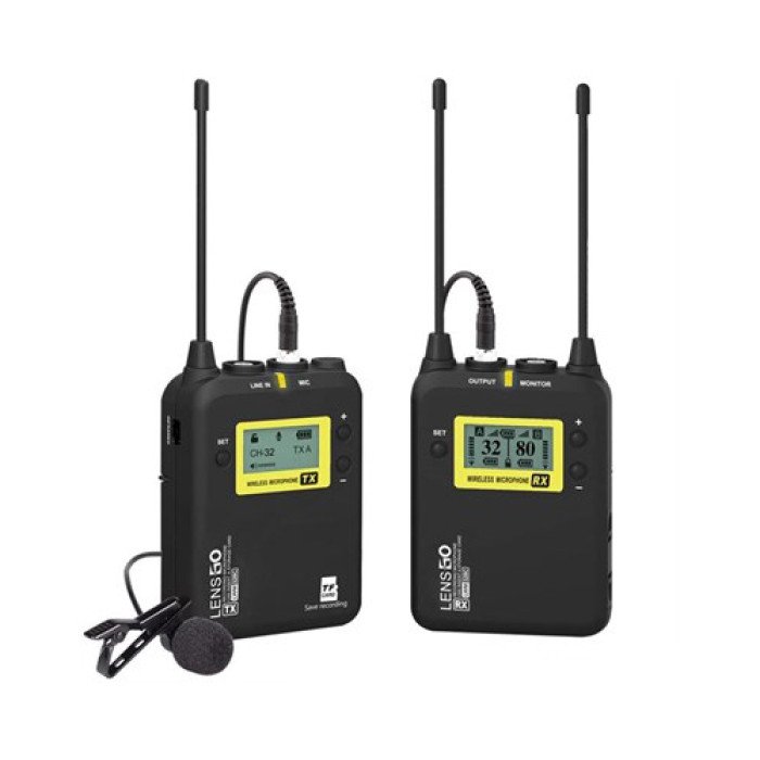LENSGO LWM-328C Lavalier Microphone System, 99-Channel UHF Professional Omnidirectional Lavalier Lap 