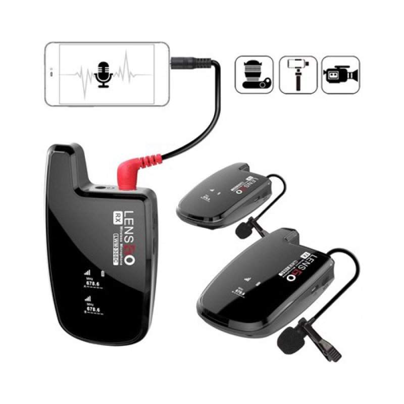 Lensgo LWM-308C Plus UHF 30-Channel Wireless Dual Lavalier Microphone System