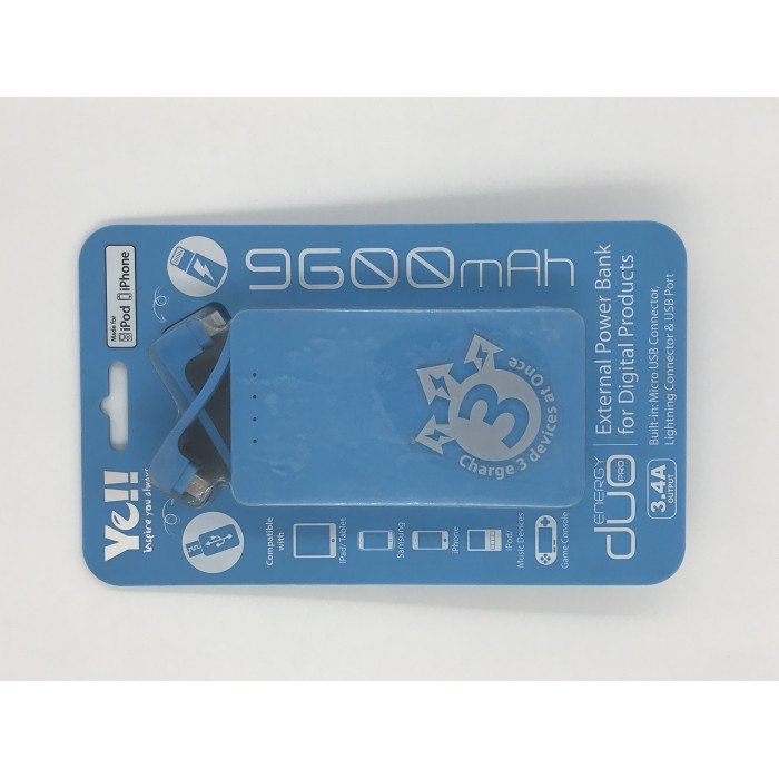 Yell 9,600 mAh Power Bank | Blue