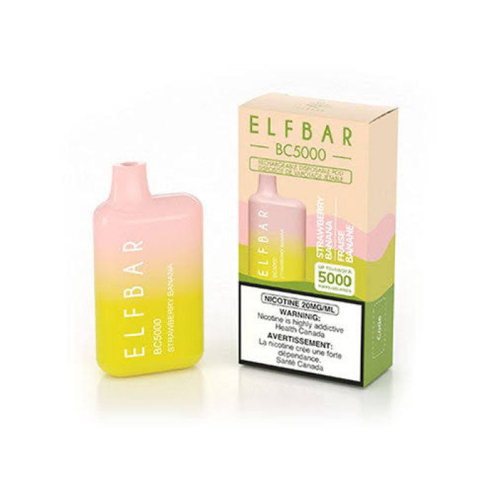 ELF BAR BC-5000 Disposable Pod Device - Rechargeable - 5% Nicotine Level - 5000 Puffs - Strawberry Banana