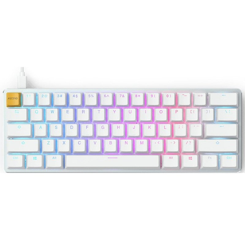 Glorious GMMK Modular Mechanical Keyboard - Compact, White Ice Edition, GLO-GMMK-COM-BRN-W  view 1