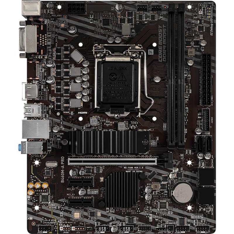 MSI B460M-A PRO ProSeries Intel Motherboard, LGA 1200 Socket view 1